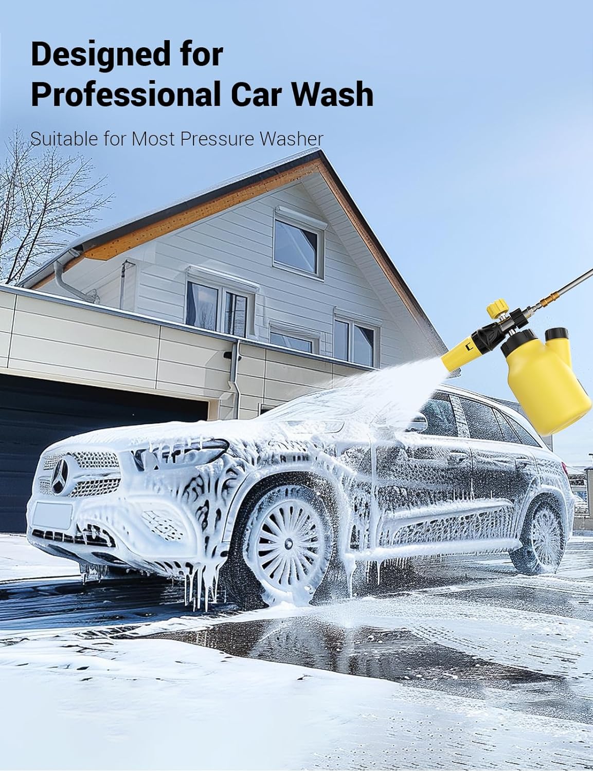 Foam Cannon for Pressure Washer,Snow Foam Cannon Car Wash Sprayer with 1/4 Inch Quick Connect, Adjustable Nozzle and 1 Liter Bottle Fits Most Car Washing Accessories