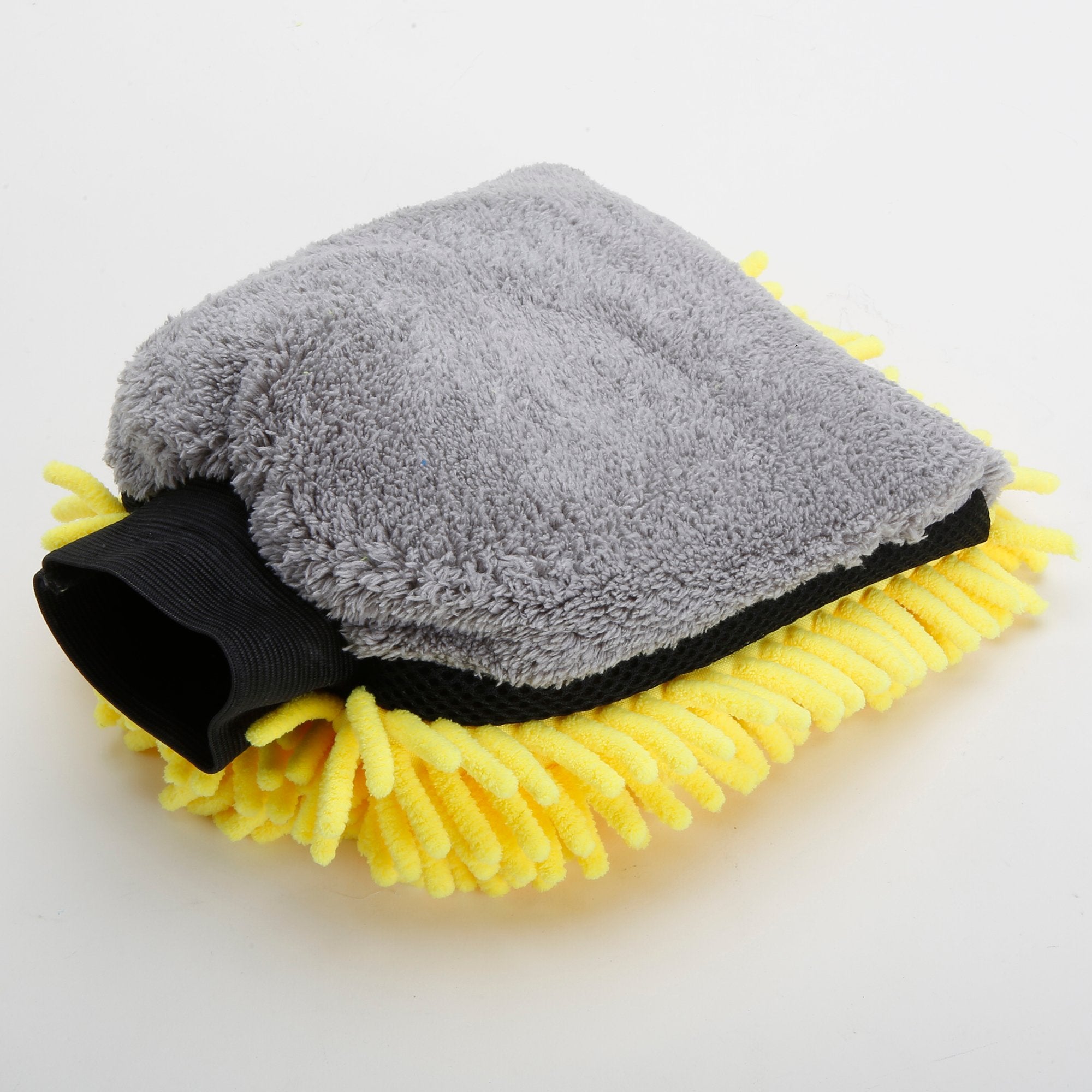 Wash Mitt with Waterproof Lining, 1500 GSM, Yellow/Grey 3-in-1