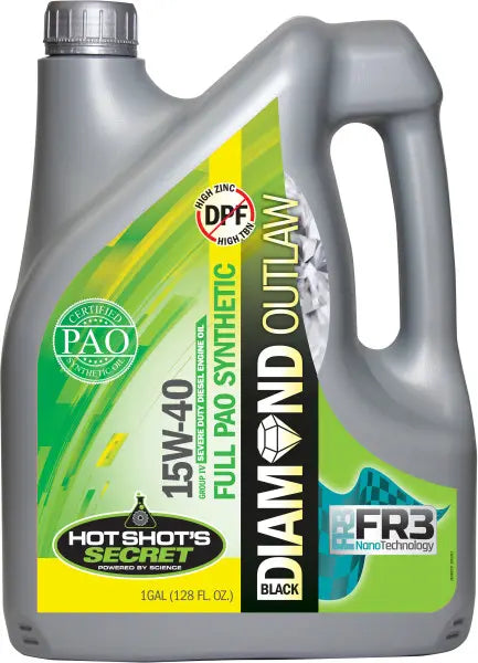 Hot Shot’s Secret® Black Diamond Outlaw Oil 100 Percent PAO 15W40 – 1 gal