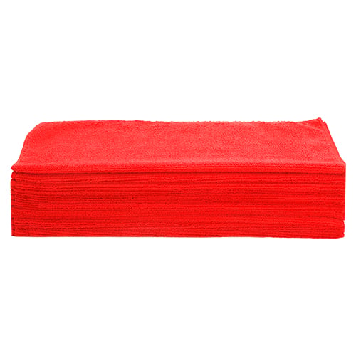 Multi-Purpose Microfiber Basic Towel, 380 GSM, 16"x16", Fire Red