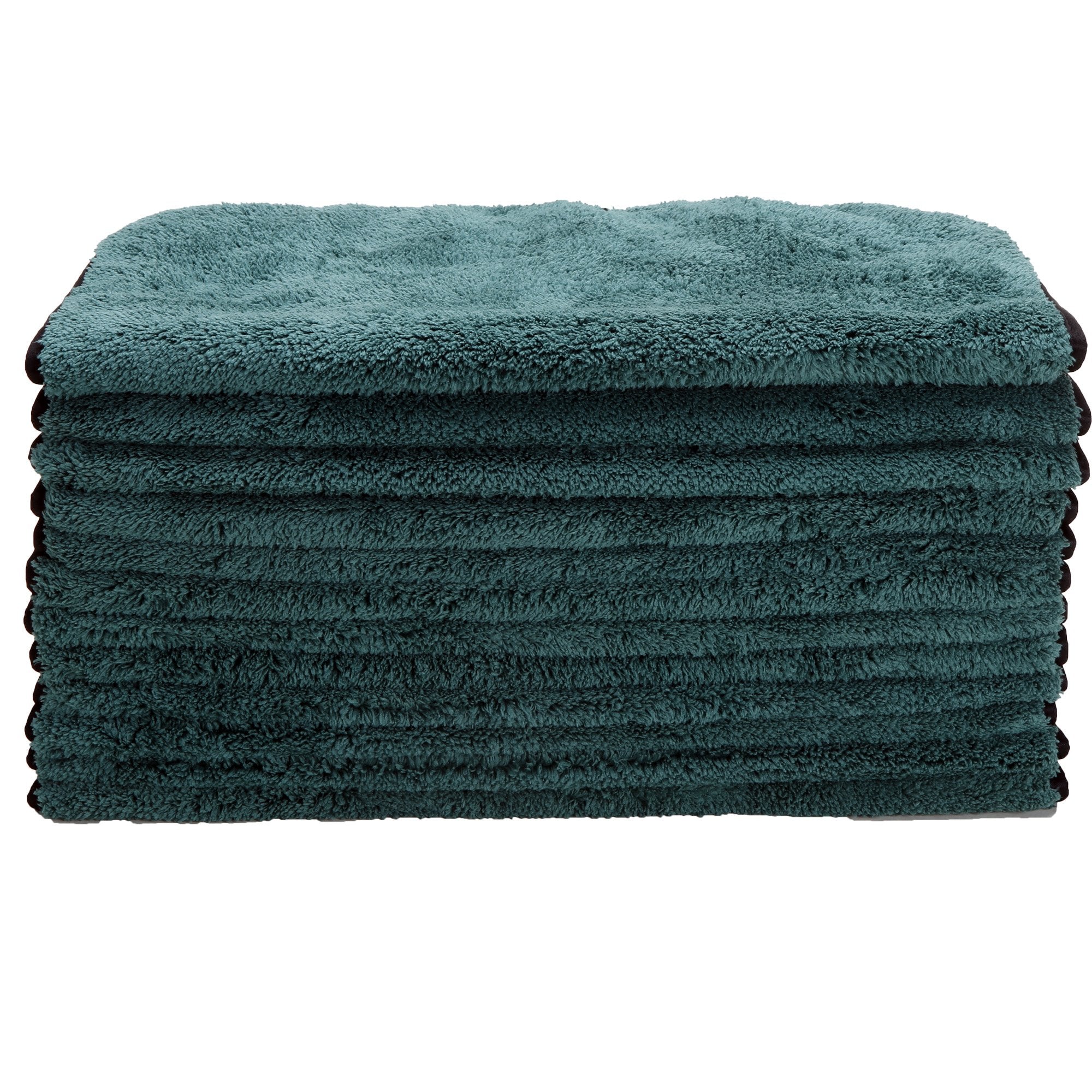 Dual-Faced Deluxe Microfiber Polishing Towel, 820 GSM, 16"x16", Green / Black