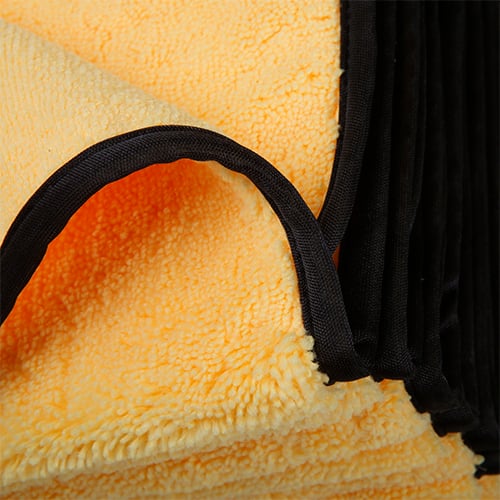 Elite Drying Microfiber Towel, 380 GSM, 16"x24", Golden Yellow / Black