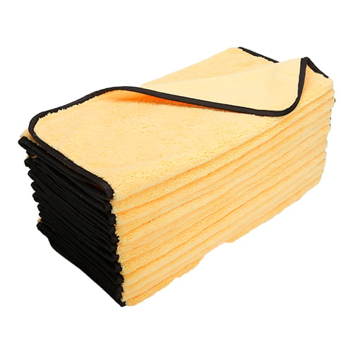 Elite Drying Microfiber Towel, 380 GSM, 16"x24", Golden Yellow / Black