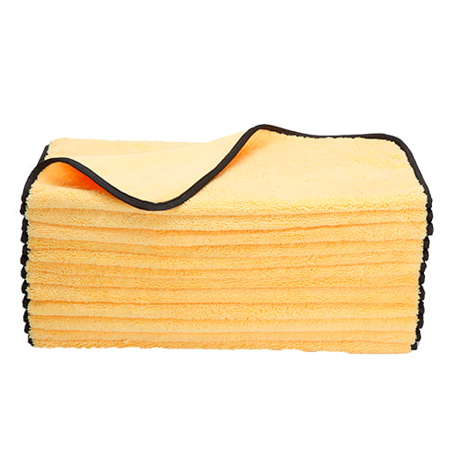 Elite Drying Microfiber Towel, 380 GSM, 16"x24", Golden Yellow / Black