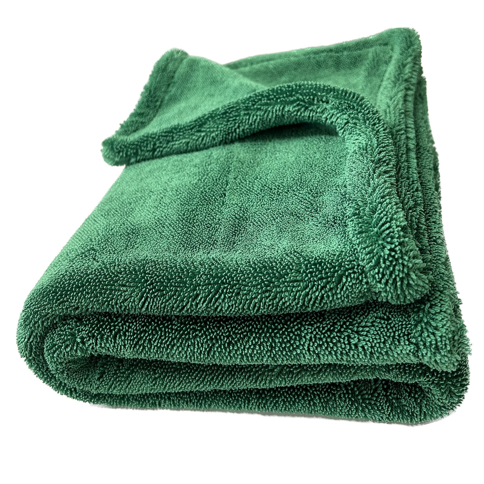 Green Goblin Twisted Loop Microfiber Drying Towel, 1200 GSM, 24"x36", Olive Green