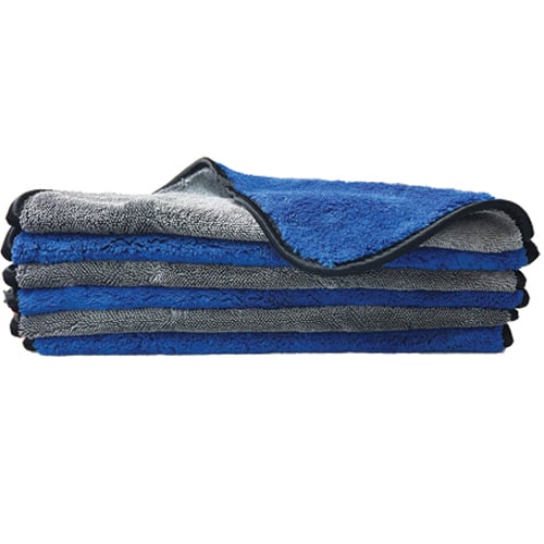 Duo-Force Twisted Loop & Fleece Polishing Towel, 1000 GSM, 16"x16", Blue /Grey