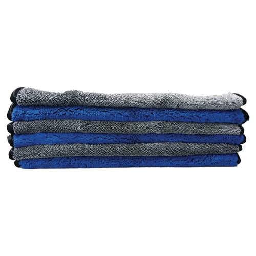 Duo-Force Twisted Loop & Fleece Polishing Towel, 1000 GSM, 16"x16", Blue /Grey