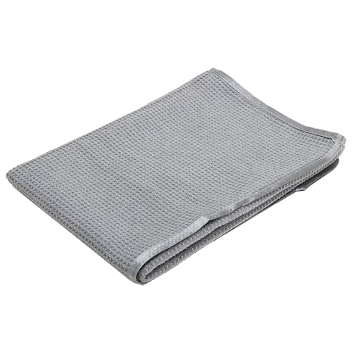 Waffle Weave Microfiber Drying Towel, 380 GSM, 24"x36", Grey