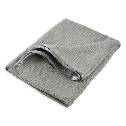 Waffle Weave Microfiber Drying Towel, 380 GSM, 24"x36", Grey